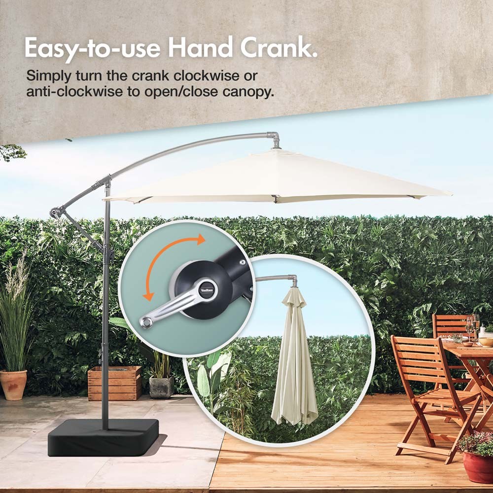 Ivory Cream 3m Cantilever Parasol, Base & Cover Set - image 4