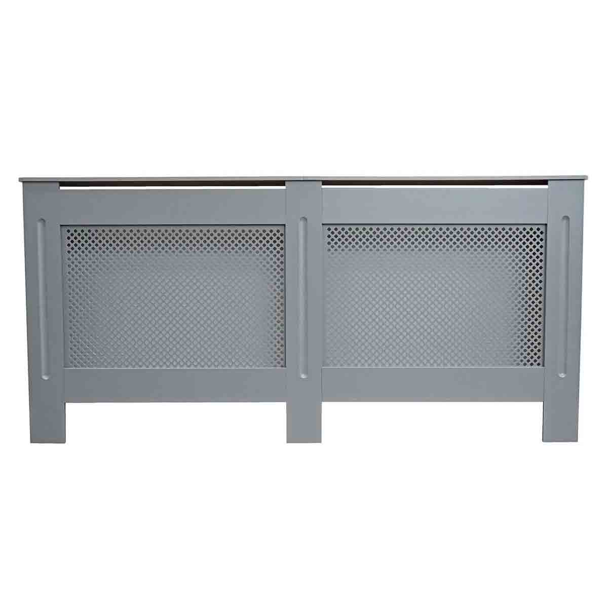 Matt grey diamond radiator cover with a large design, featuring a perforated front panel and a smooth top surface, made from durable material for a modern look.