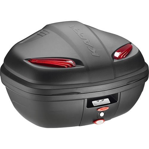 Kappa K47N MONOLOCK Top Case in black, featuring a sleek, aerodynamic design, 47-litre capacity, and integrated red reflectors for visibility.