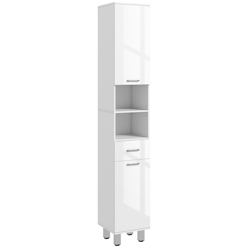 Kleankin 2 Door 2 Shelf Single Drawer White Tall Narrow Bathroom Storage Cabinet - image 3