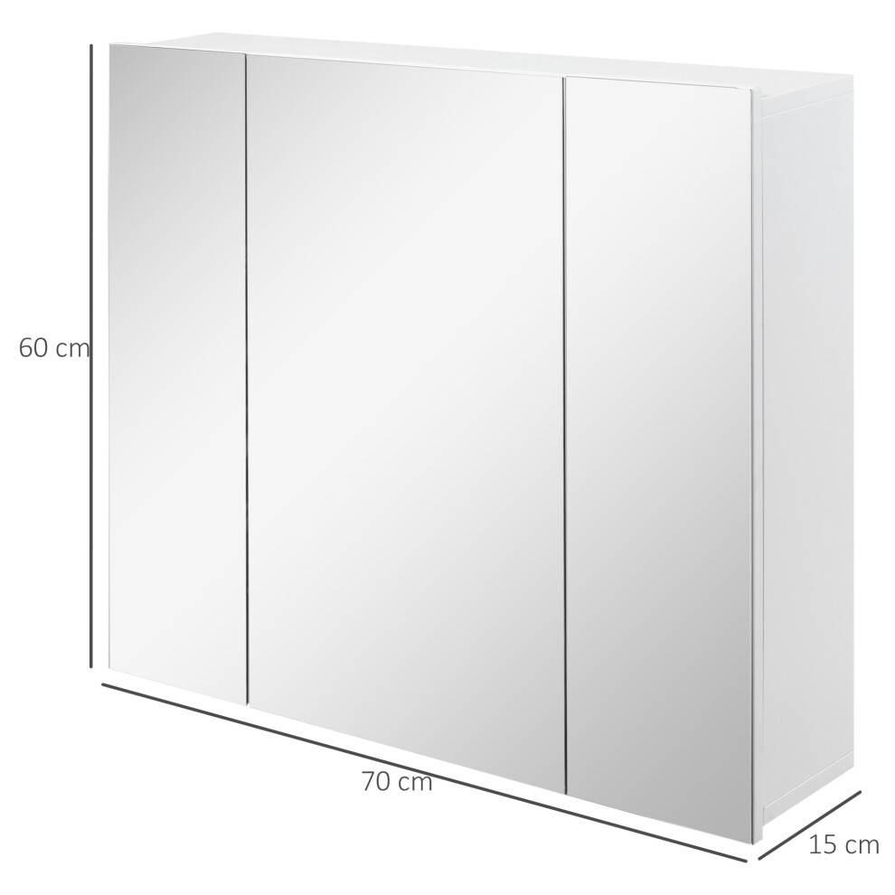 Kleankin 3 Door White Wall Mounted Mirror Cabinet - image 2