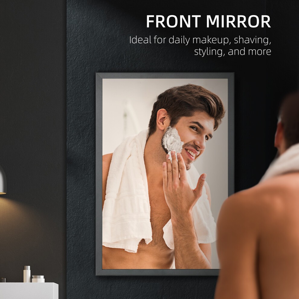 Kleankin Black Wall Mounted Slim Mirrored Bathroom Cabinet - image 3