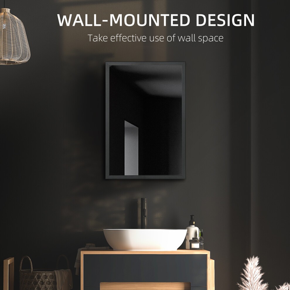 Kleankin Black Wall Mounted Slim Mirrored Bathroom Cabinet - image 5