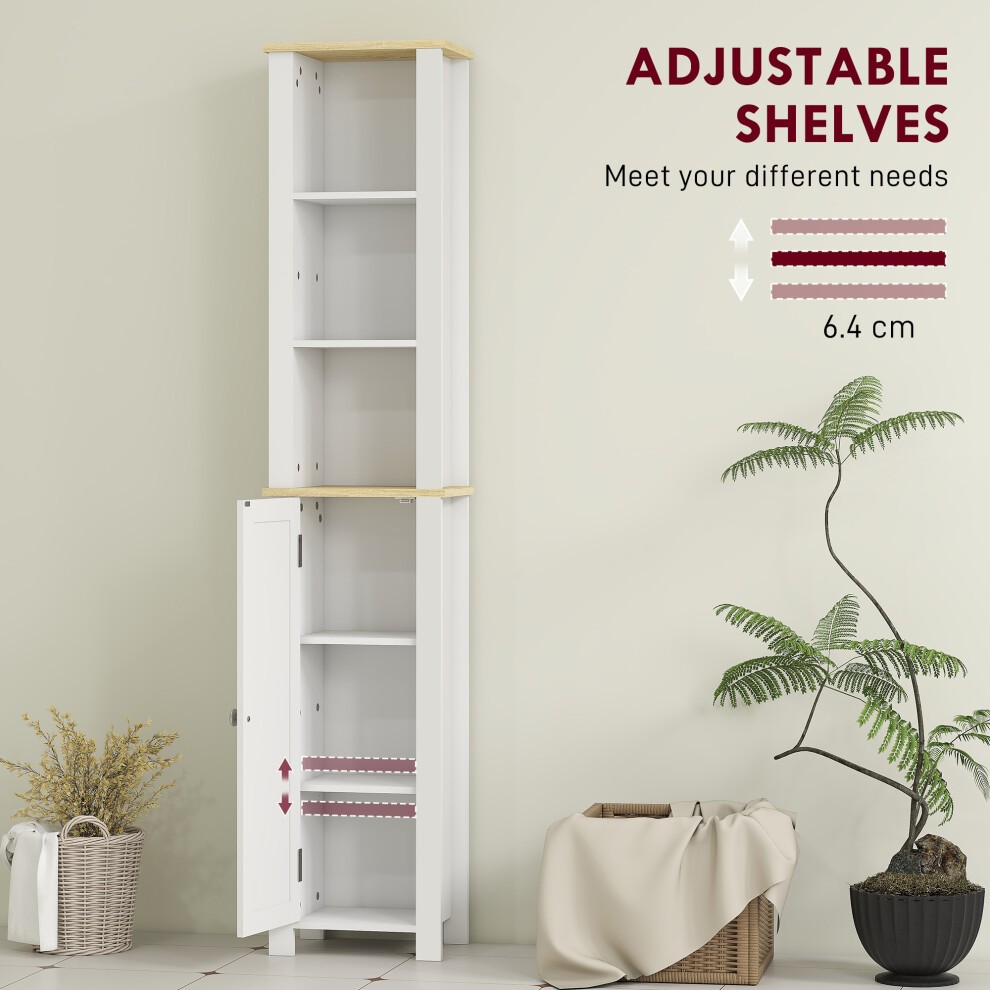 Kleankin Single Door 3 Shelf White Narrow Bathroom Storage Cabinet - image 4