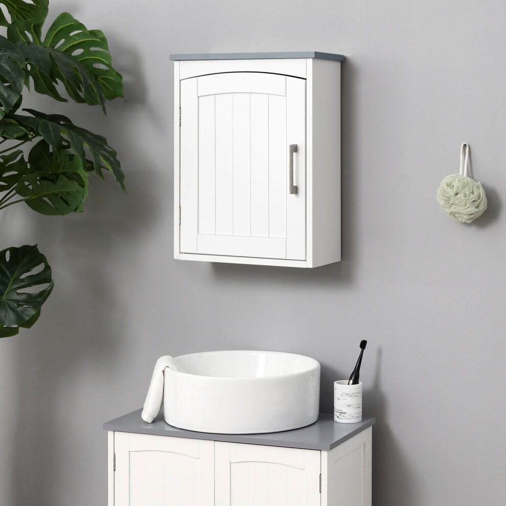 Kleankin Single Door Light Grey Wall Mounted Bathroom Cabinet with Adjustable Shelf - image 2