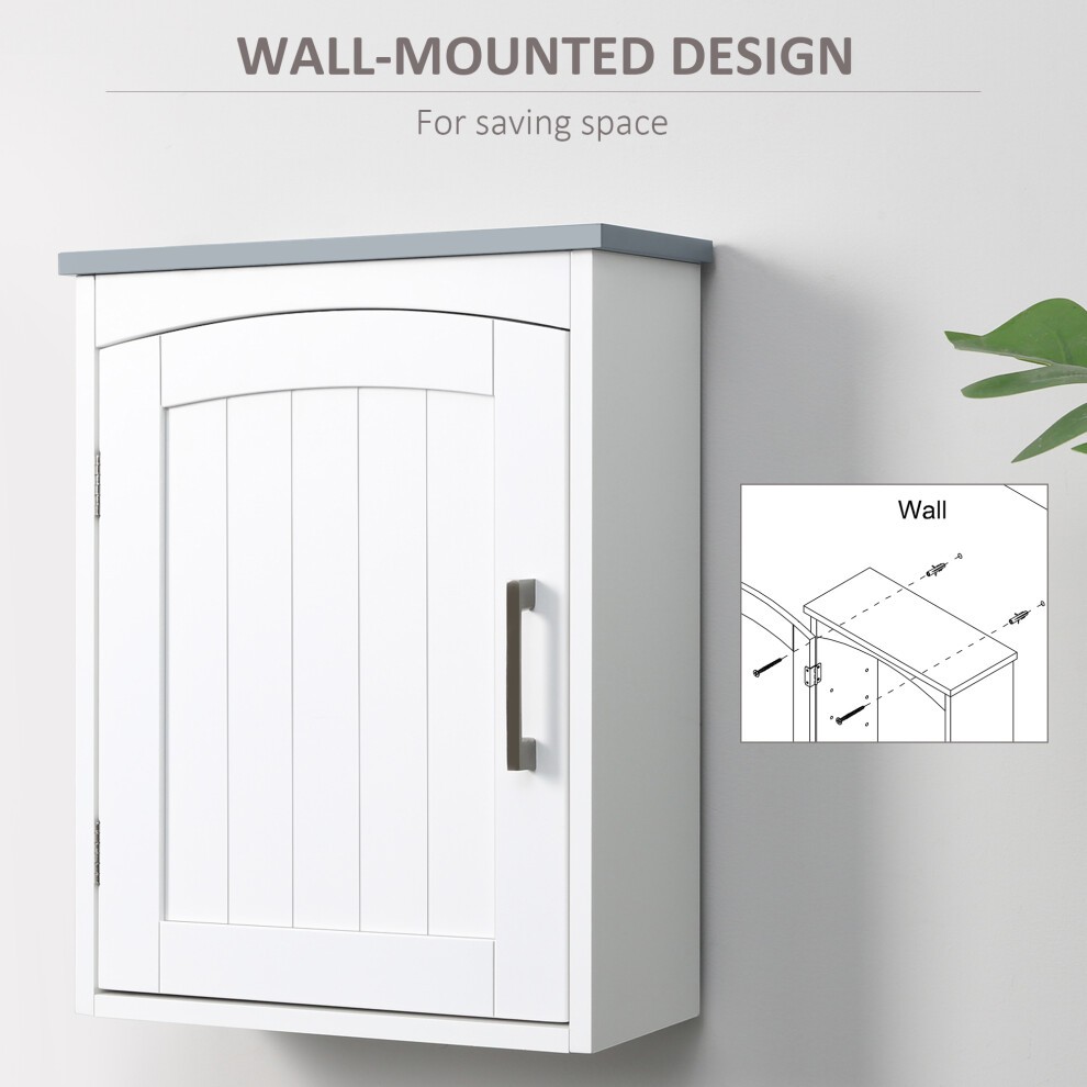 Kleankin Single Door Light Grey Wall Mounted Bathroom Cabinet with Adjustable Shelf - image 5