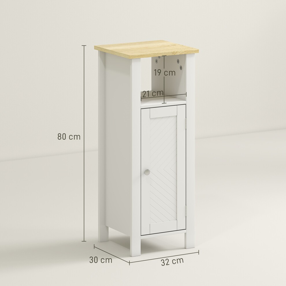 Kleankin Single Door Single Shelf White Narrow Bathroom Storage Cabinet - image 2