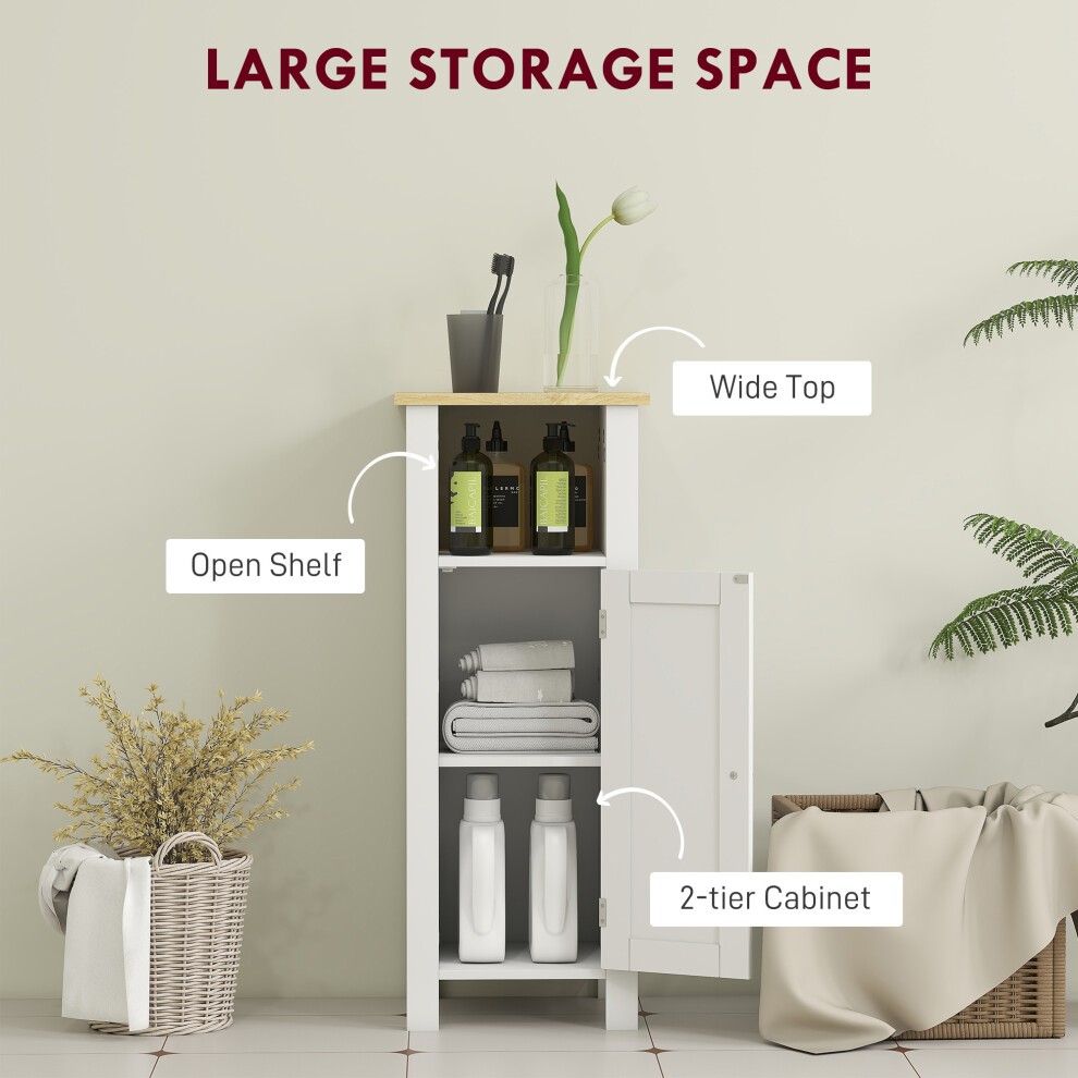 Kleankin Single Door Single Shelf White Narrow Bathroom Storage Cabinet - image 3