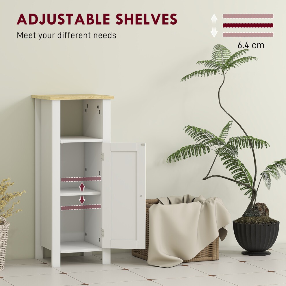 Kleankin Single Door Single Shelf White Narrow Bathroom Storage Cabinet - image 4