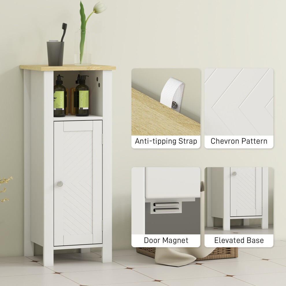 Kleankin Single Door Single Shelf White Narrow Bathroom Storage Cabinet - image 5
