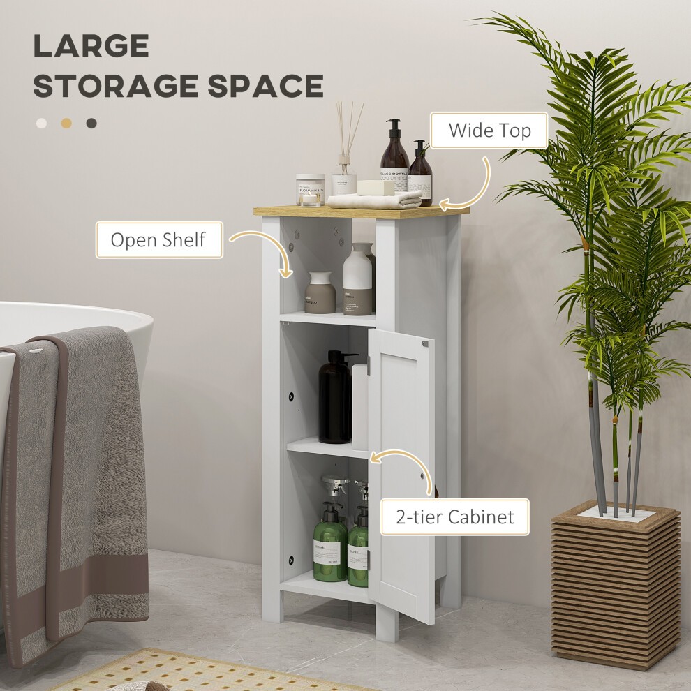 Kleankin Single Door White Slim Bathroom Storage Unit with Adjustable Shelf - image 3
