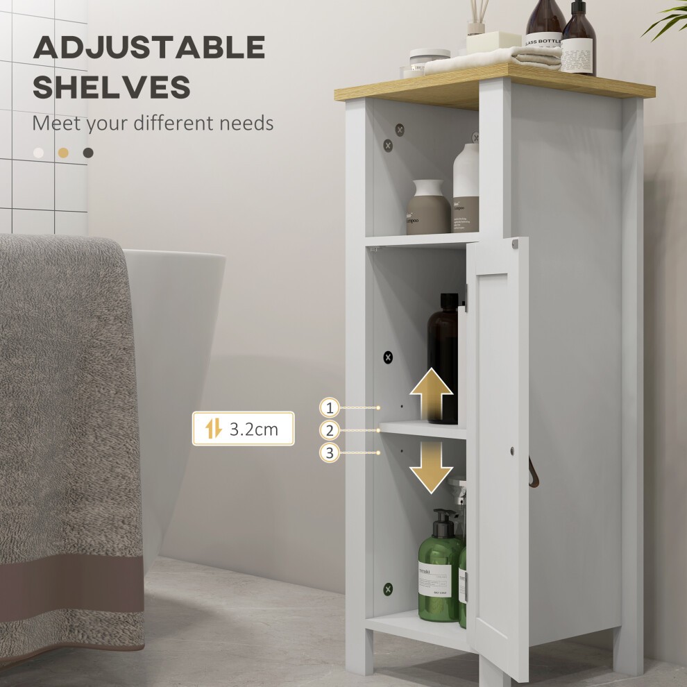 Kleankin Single Door White Slim Bathroom Storage Unit with Adjustable Shelf - image 4