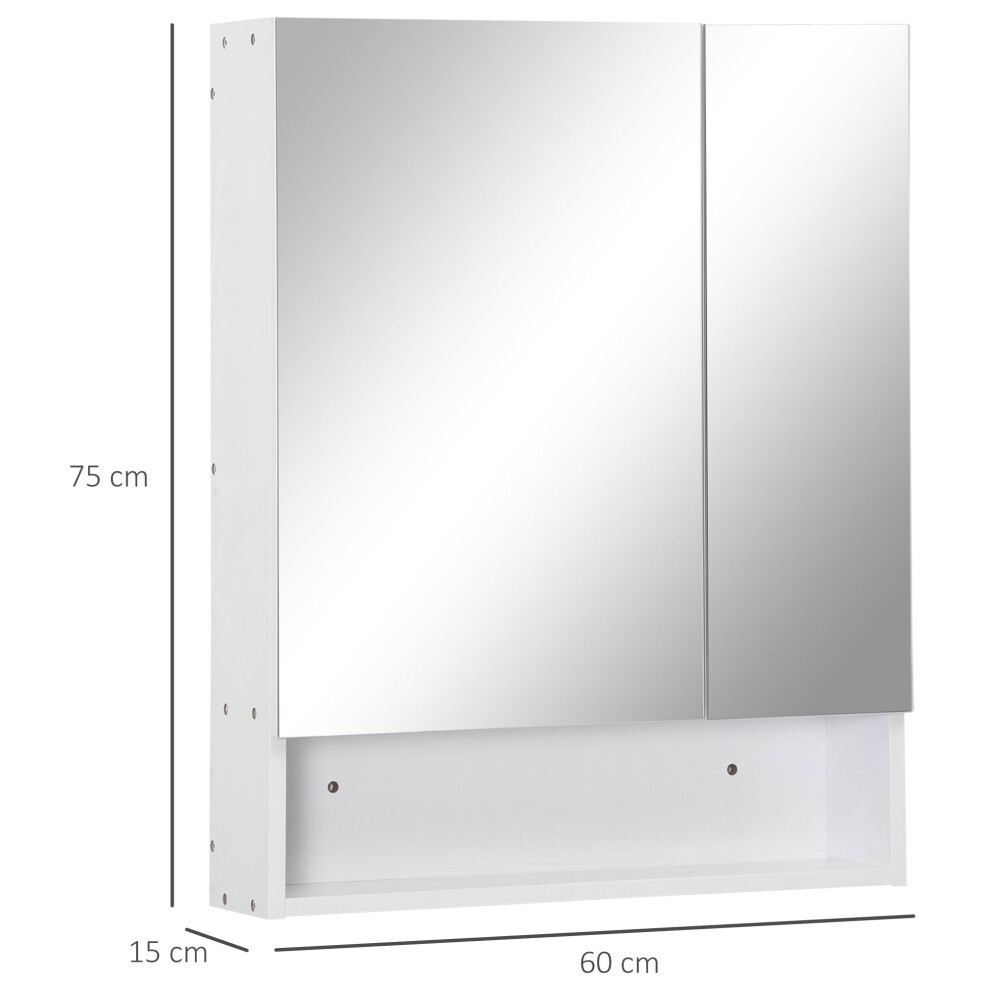 Kleankin White Wall Mounted Cabinet with Mirror and Adjustable Shelf - image 2