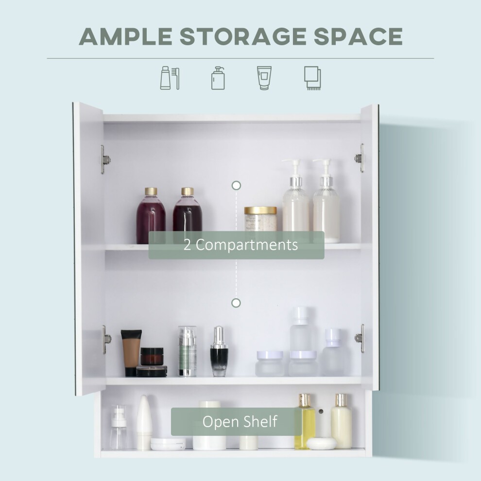 Kleankin White Wall Mounted Cabinet with Mirror and Adjustable Shelf - image 3