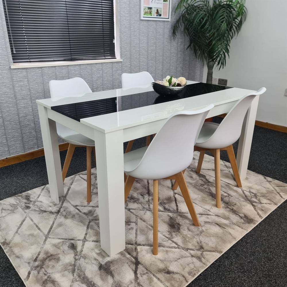 Kosy Koala 4 Seater Plastic and Faux Leather Dining Set Black and White - image 2