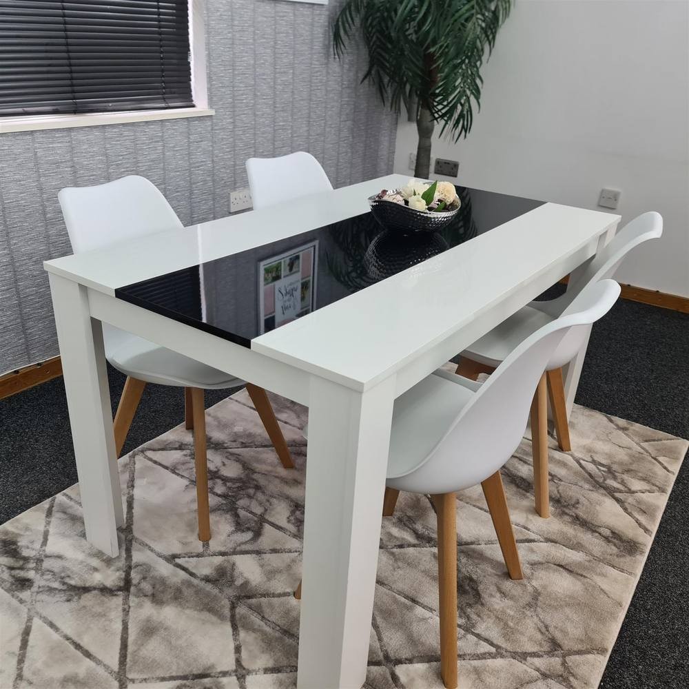 Kosy Koala 4 Seater Plastic and Faux Leather Dining Set Black and White - image 3