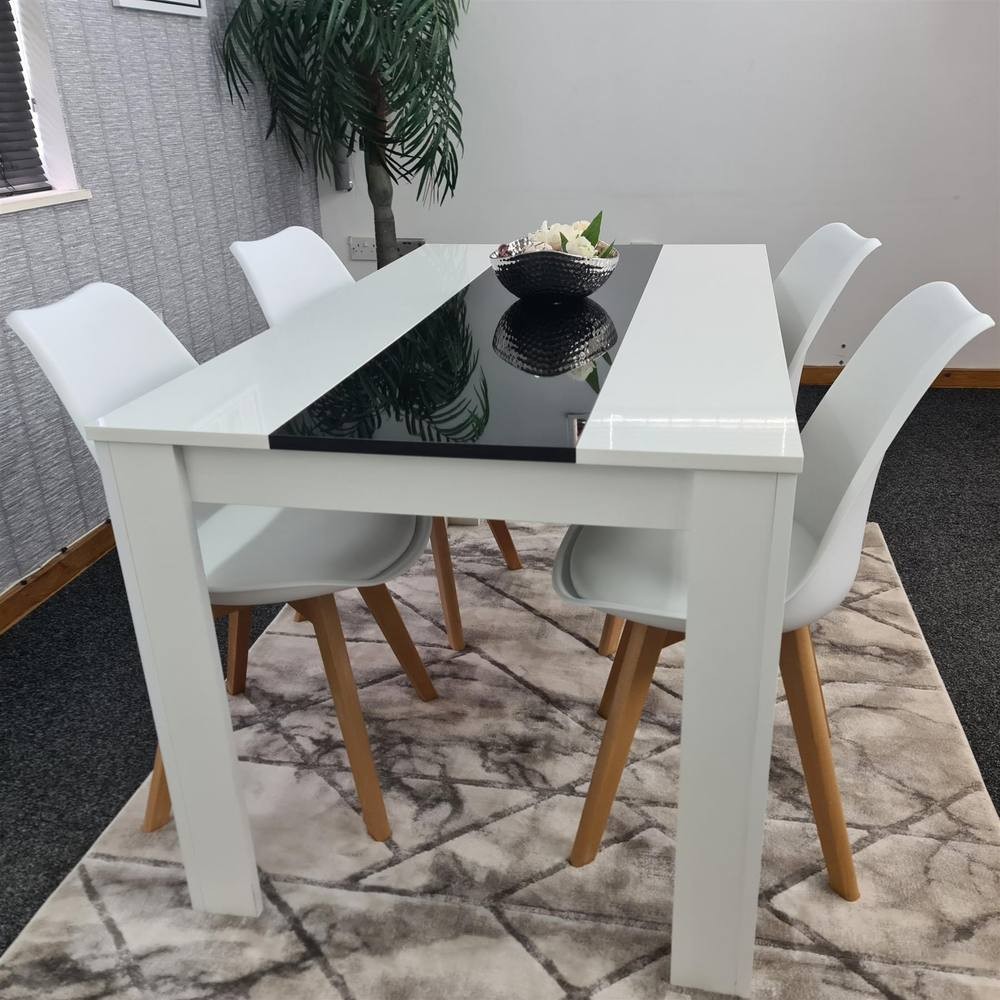 Kosy Koala 4 Seater Plastic and Faux Leather Dining Set Black and White - image 4