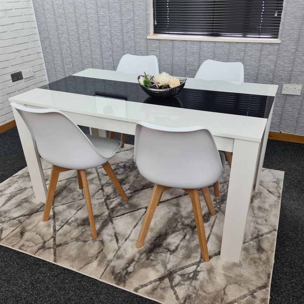 Kosy Koala 4 Seater Plastic and Faux Leather Dining Set Black and White - image 5