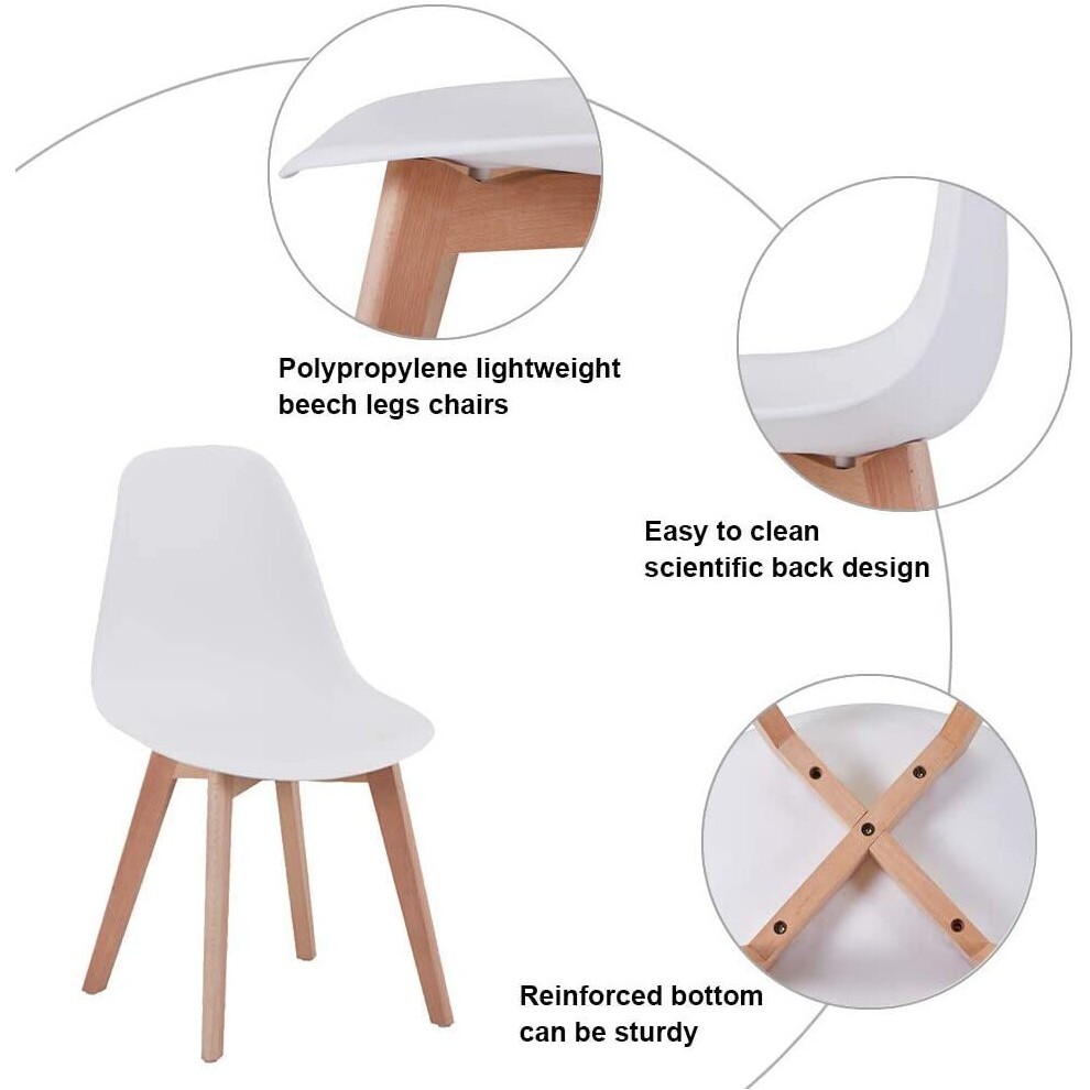 Kosy Koala 4 Seater Plastic and Faux Leather Round Dining Set White - image 2