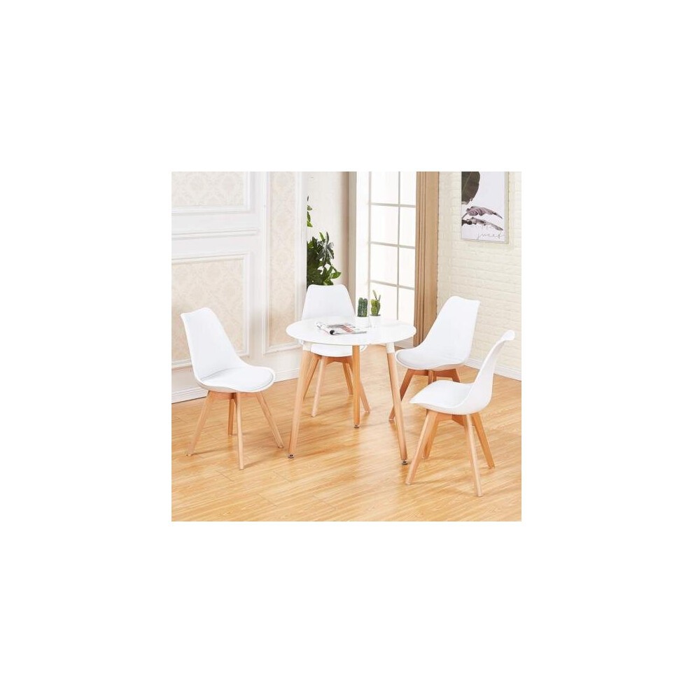 Kosy Koala 4 Seater Plastic and Faux Leather Round Dining Set White - image 3