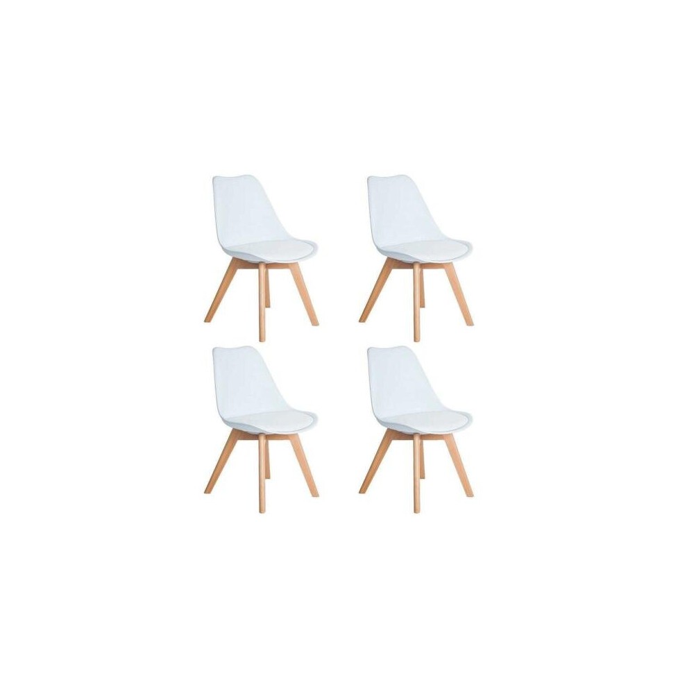 Kosy Koala 4 Seater Plastic and Faux Leather Round Dining Set White - image 4