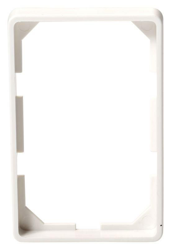 White plastic outlet box accessory with a rectangular shape and cut-out corners, designed for easy installation, part of a 10-piece set by Lanview.