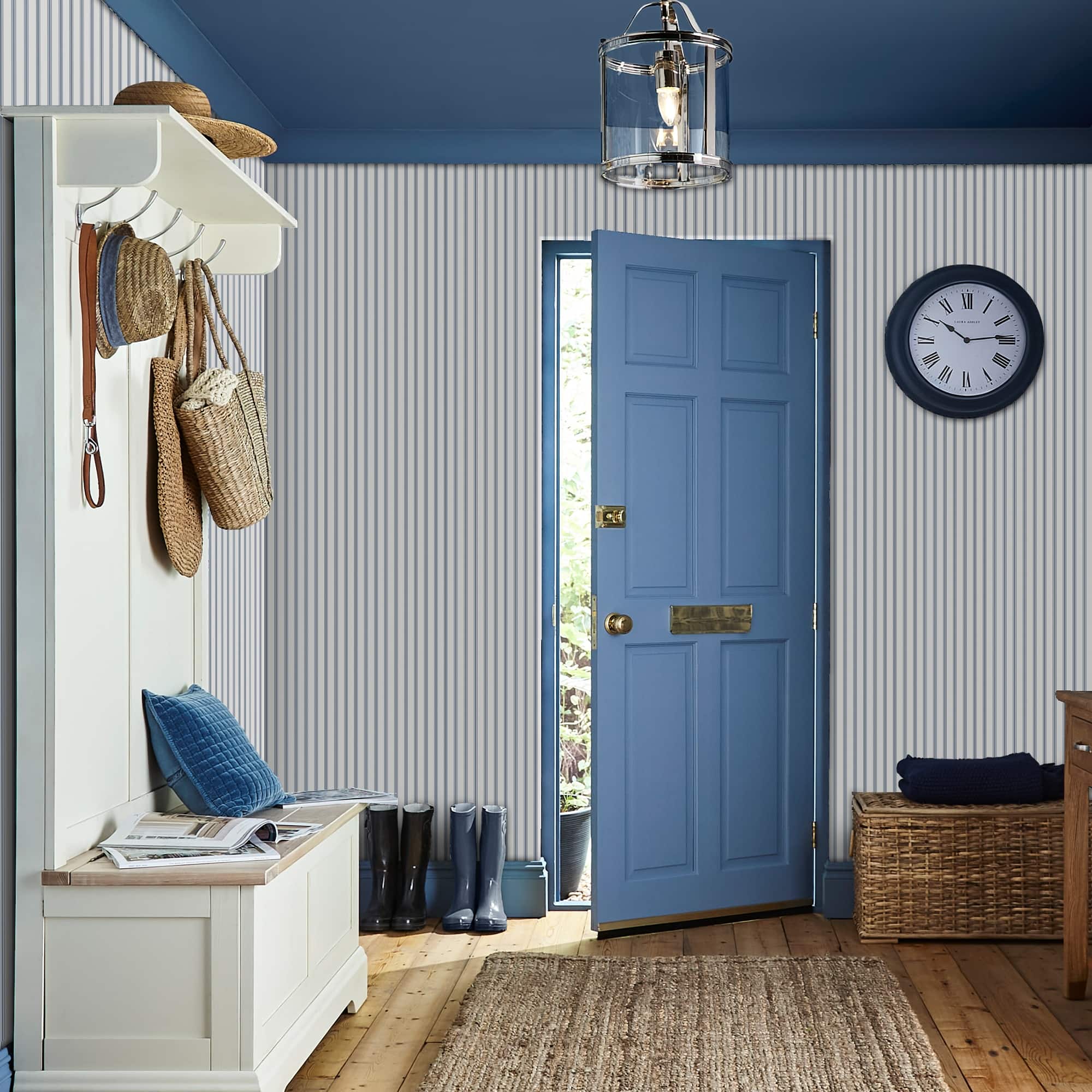 Laura Ashley Farnworth Stripe Smoke Blue Wallpaper - image 2