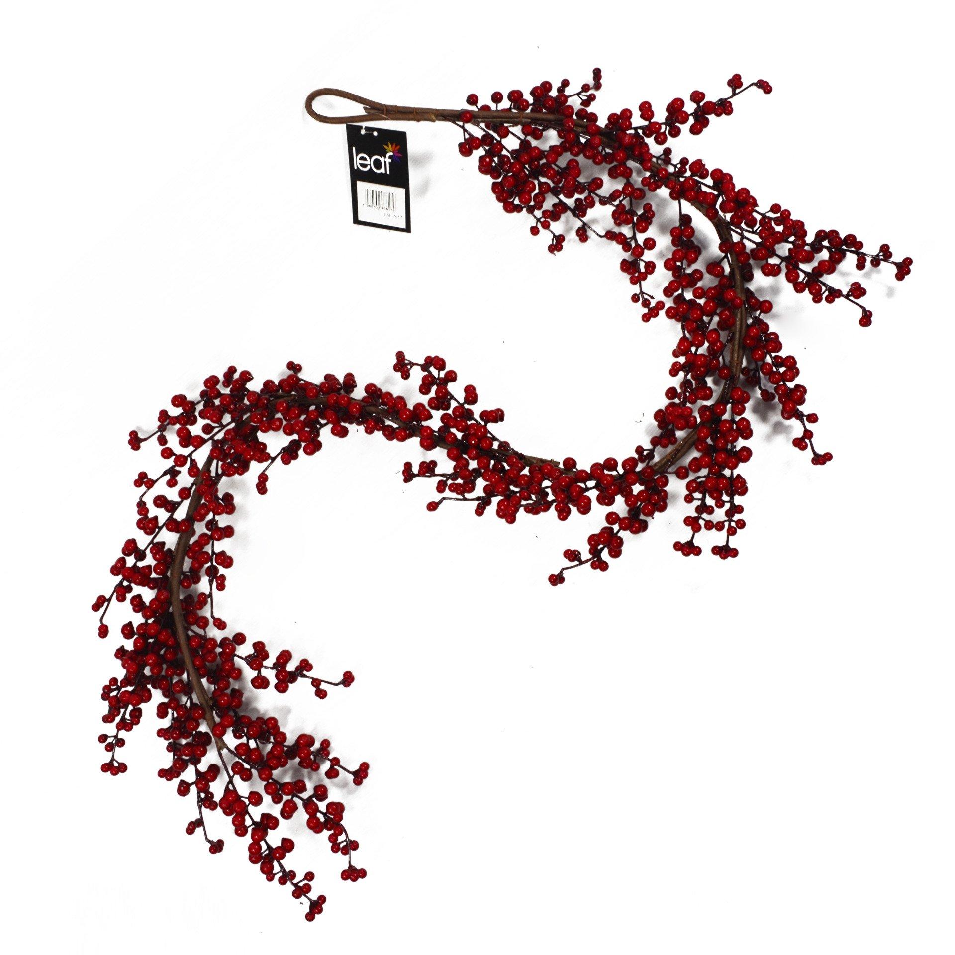 Luxury 150cm garland featuring vibrant red berries on a flexible brown stem, perfect for festive decorations.