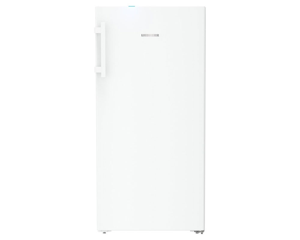 Tall, white, frost-free freezer with a sleek, modern design, featuring a prominent handle and a minimalist exterior, measuring 146cm high and 70cm wide.