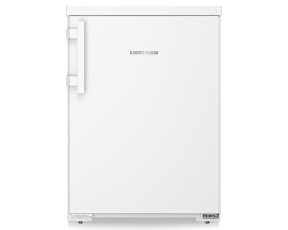 White Liebherr RDI1620 undercounter fridge with a sleek design, 85cm high and 60cm wide, featuring a minimalist handle and the Liebherr logo on the front.
