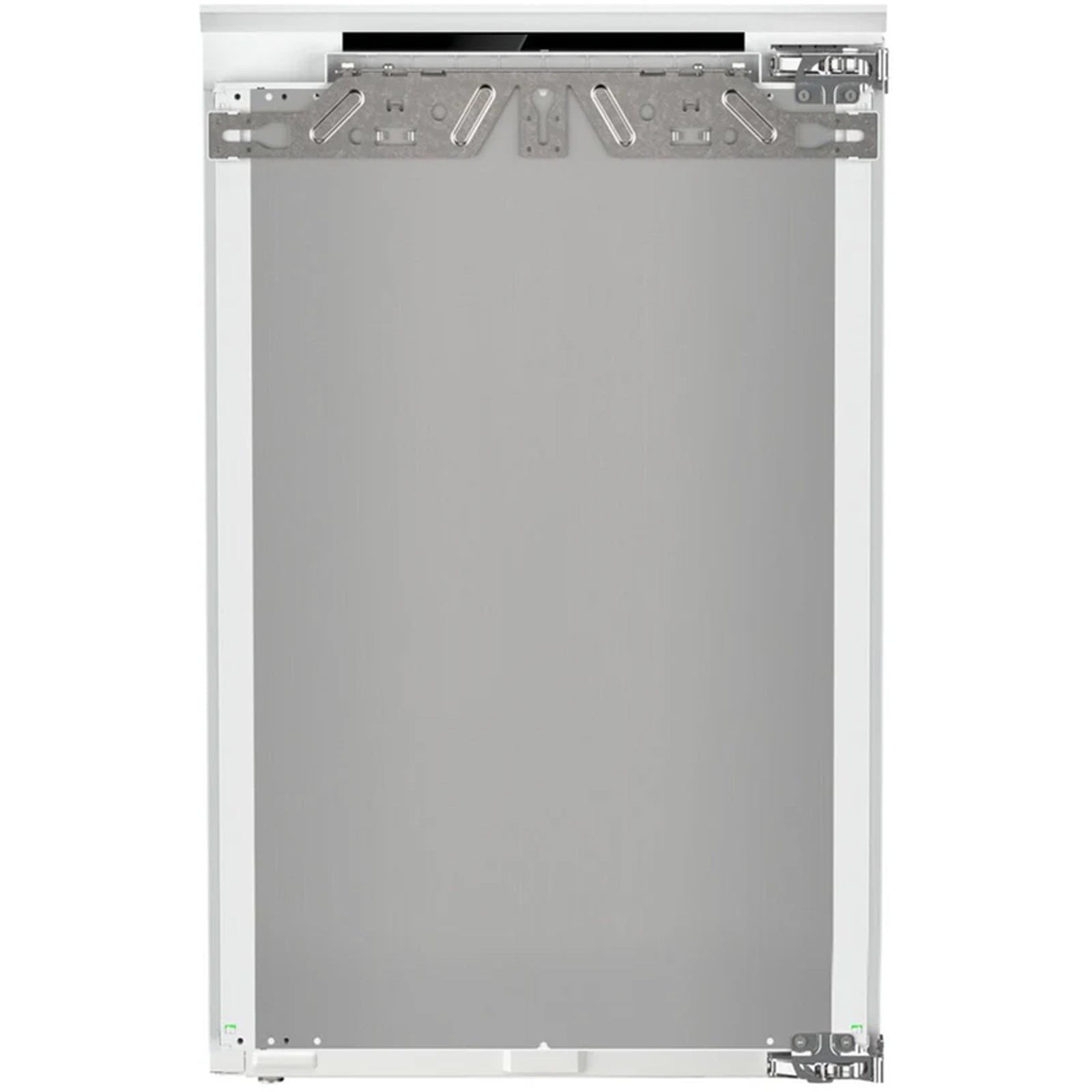 Fully integrated larder fridge with a sleek, stainless steel front, featuring a smooth finish and easy fresh technology for optimal food preservation.