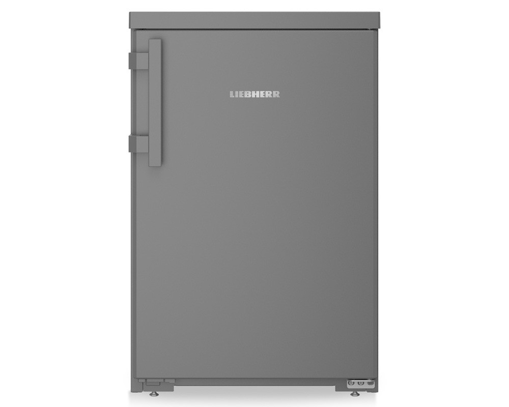 Freestanding undercounter larder fridge in dark grey, featuring a sleek design, a stainless steel handle, and the Liebherr logo on the front.