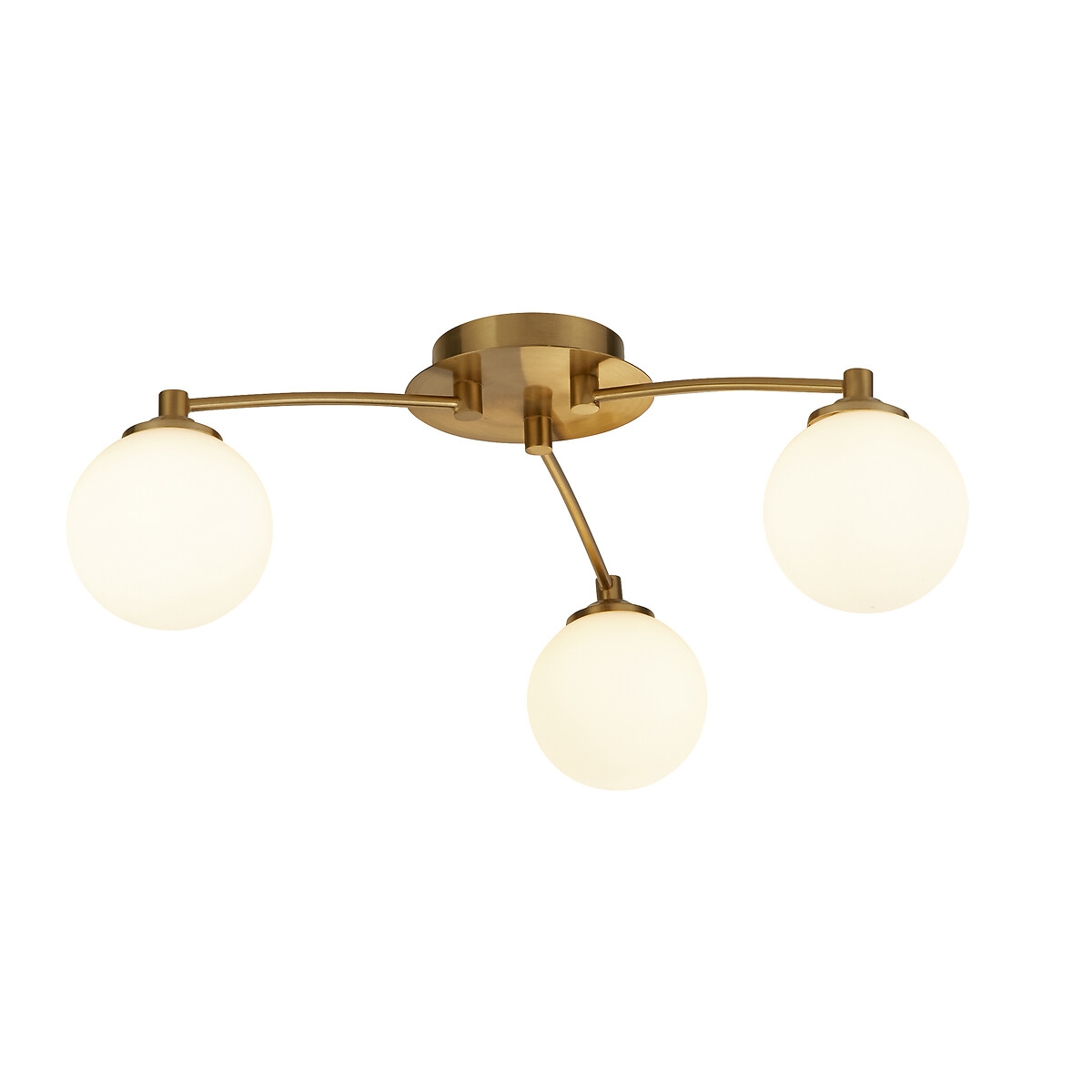 Lighting Collection 3 Light Opal and Brass Ceiling Light - image 2