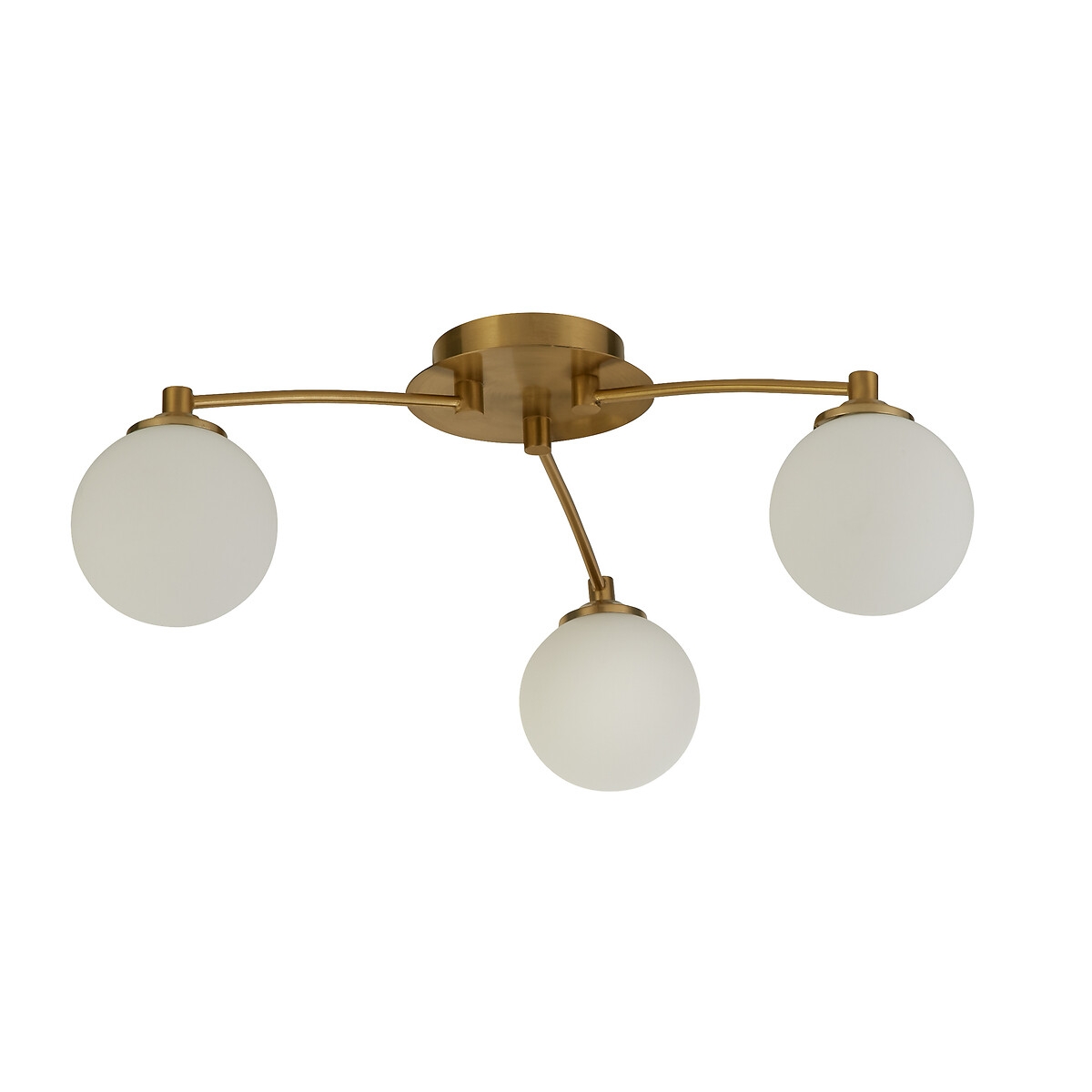 Lighting Collection 3 Light Opal and Brass Ceiling Light - image 3