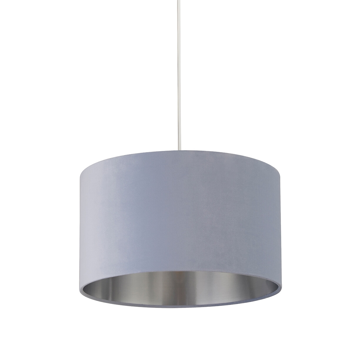 Lighting Collection Light Blue Silver Inner Velvet Drum Shade - image 2