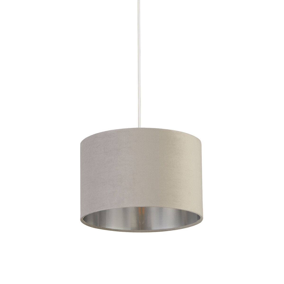 Lighting Collection Light Grey Silver Inner Velvet Drum Shade - image 2