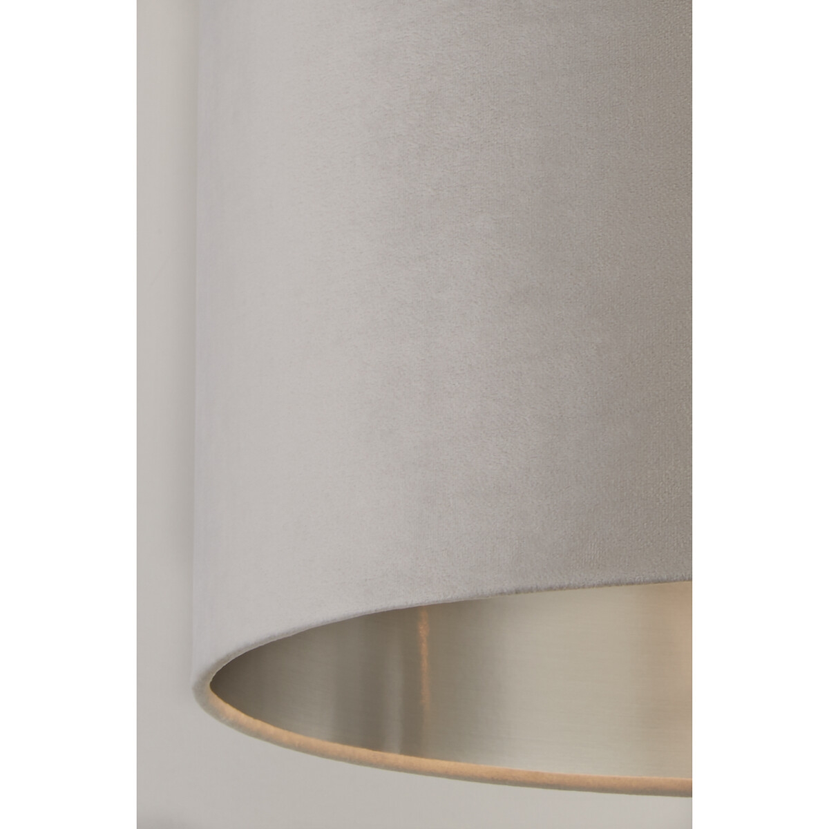 Lighting Collection Light Grey Silver Inner Velvet Drum Shade - image 3