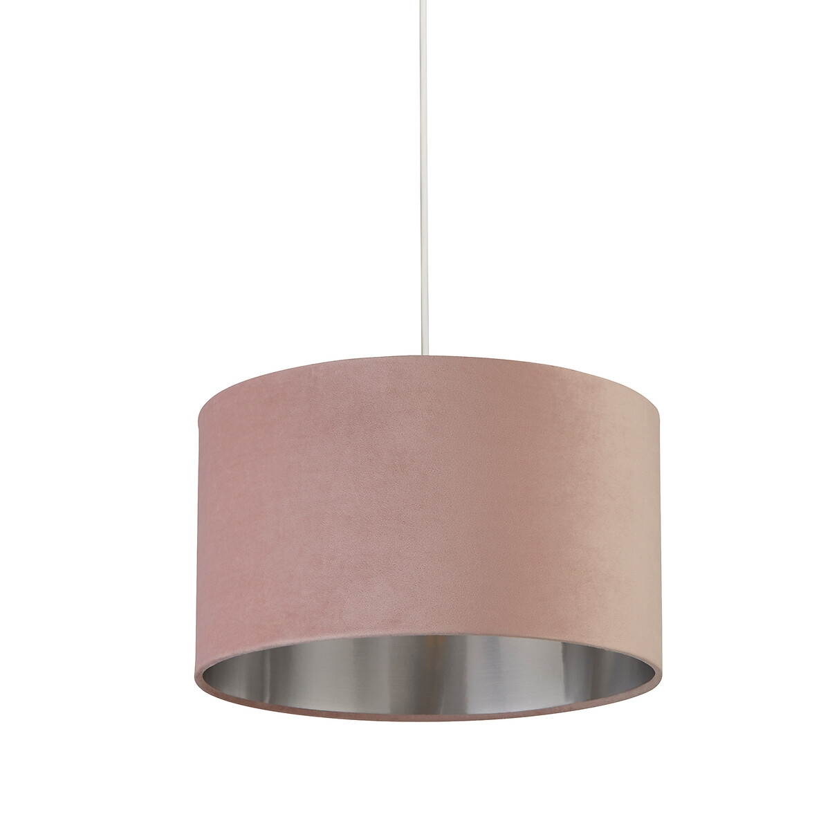 Lighting Collection Pink Silver Inner Velvet Drum Shade 35cm - image 2