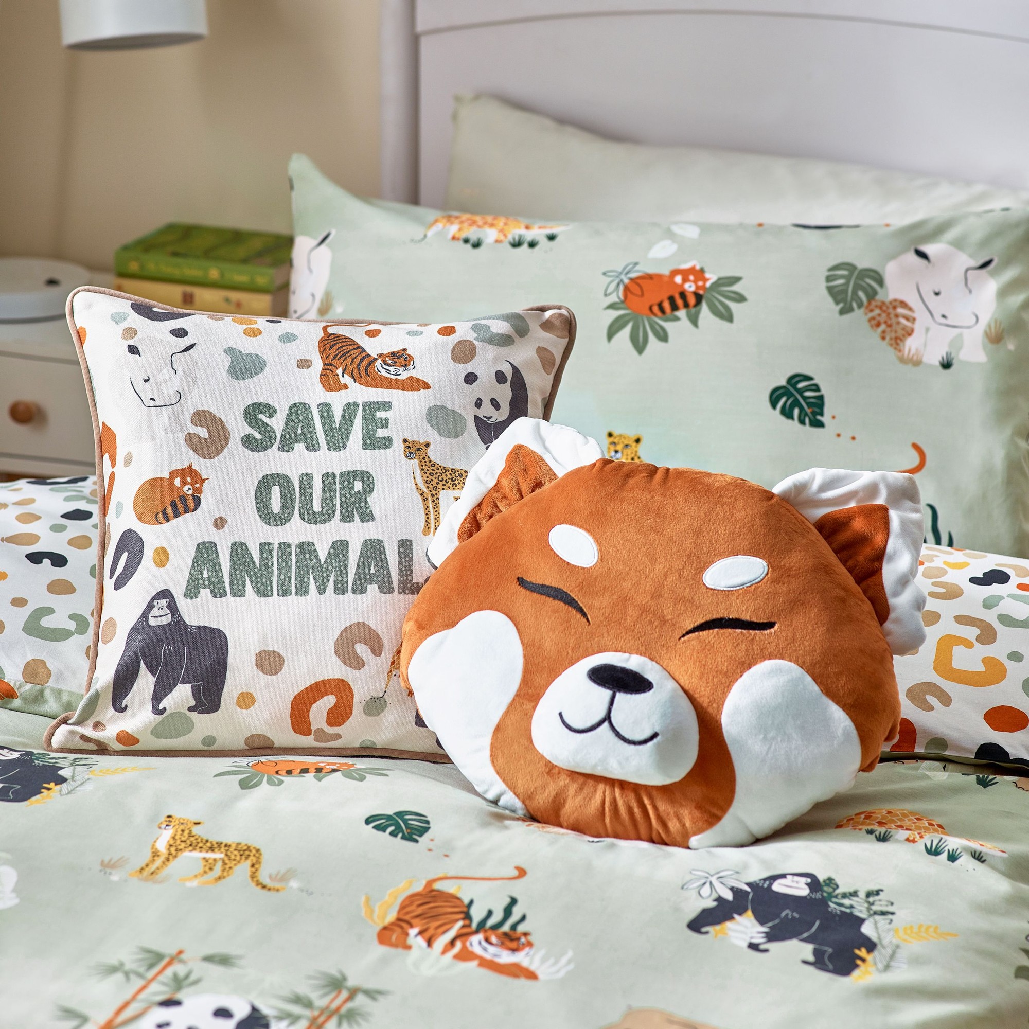 little furn. Double Wildlife Animal Reversible Multicolour and Green Duvet Set - image 3