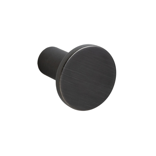 Anthracite-colored Lloyd Knob by Pws, featuring a sleek, round design with a brushed finish, measuring 25 x 27 x 25mm, ideal for modern cabinetry.