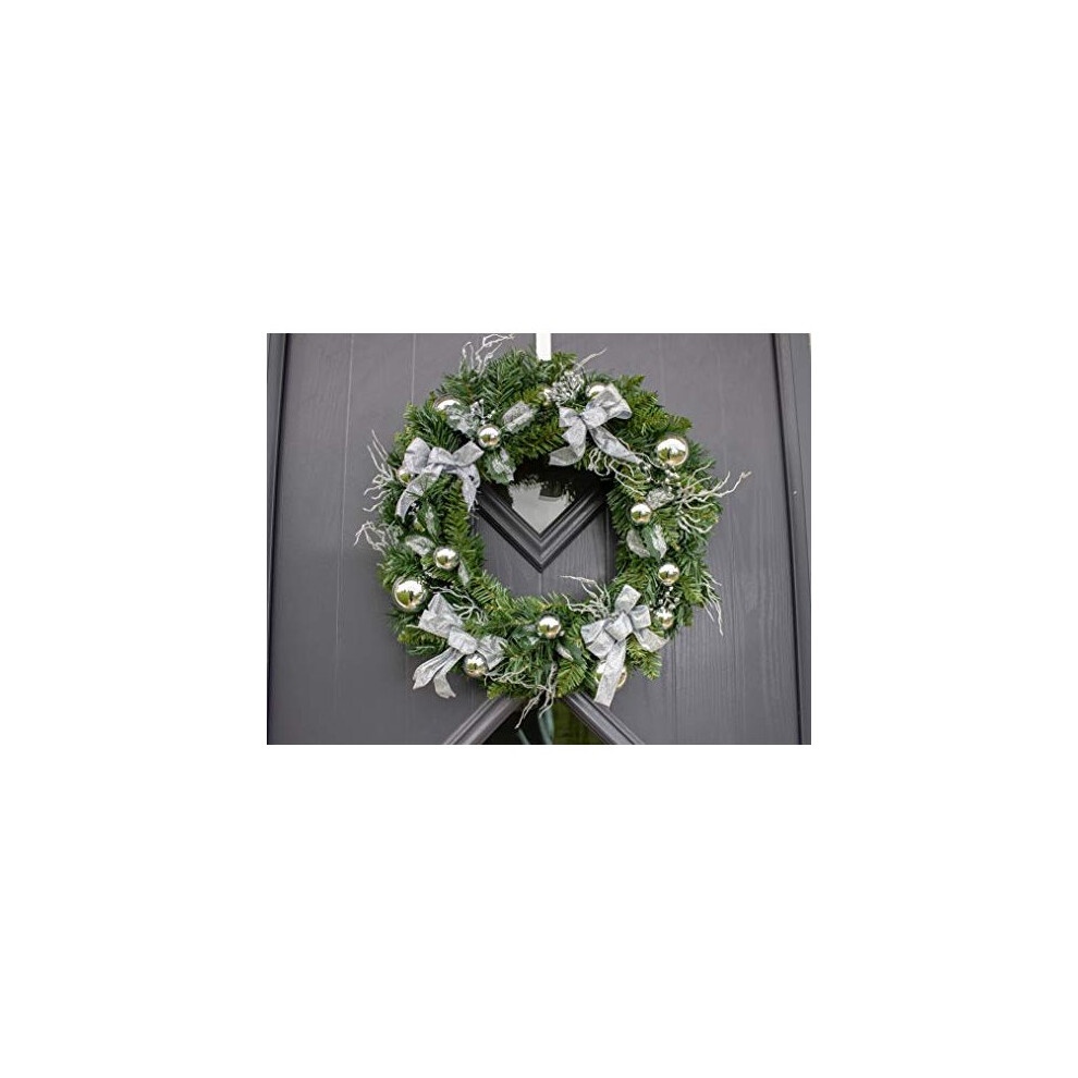 Marco Paul Green and Silver Christmas Wreath 50cm - image 3