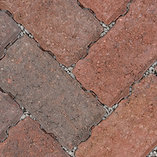 Brindle block paving pack featuring rectangular bricks in shades of reddish-brown and grey, designed for outdoor surfaces, measuring 200mm x 100mm x 60mm.