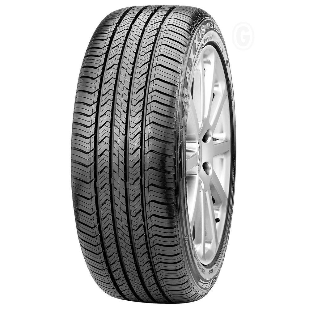 Maxxis BRAVO HP HPM3 FP 225/55 R19 99V summer tyre with a black rubber surface, featuring a detailed tread pattern and mounted on a silver alloy wheel.