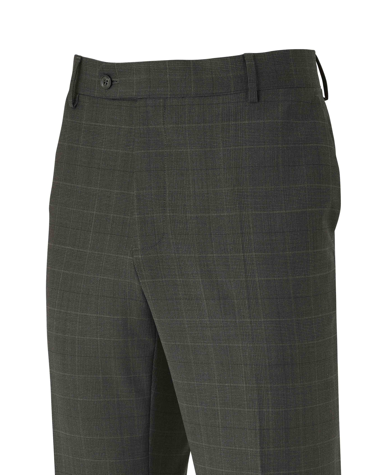 Men's Grey Prince of Wales Check Wool Blend Suit Trousers - Size: 30" x 35" - Savile Row Company - image 2
