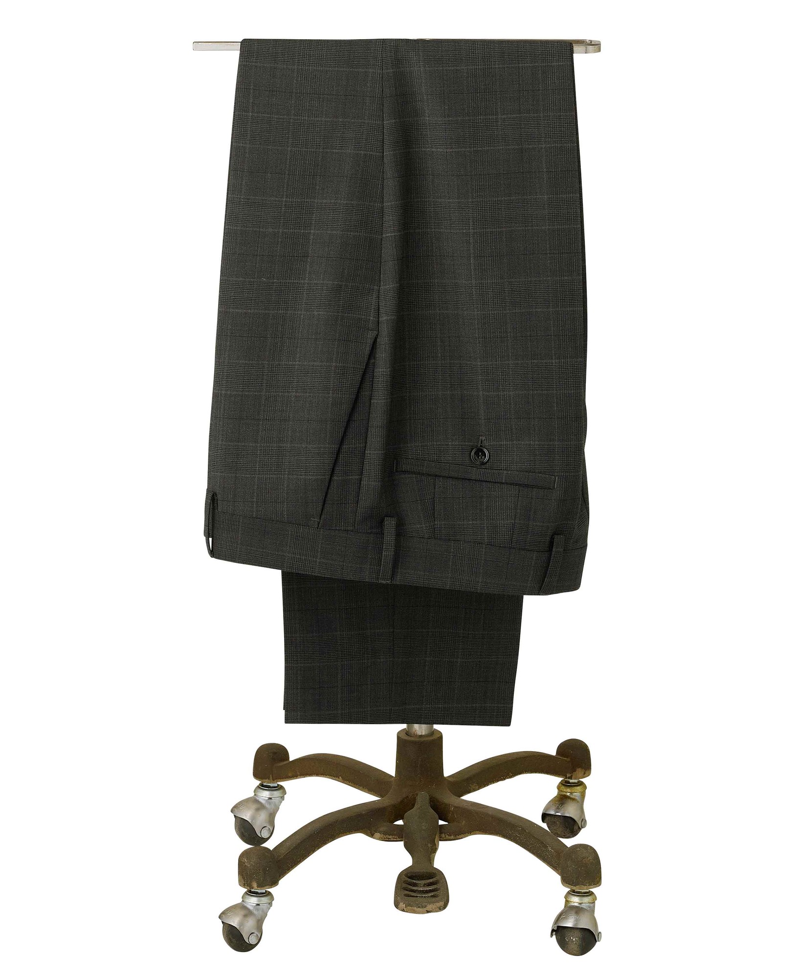 Men's Grey Prince of Wales Check Wool Blend Suit Trousers - Size: 34" x 33" - Savile Row Company - image 3