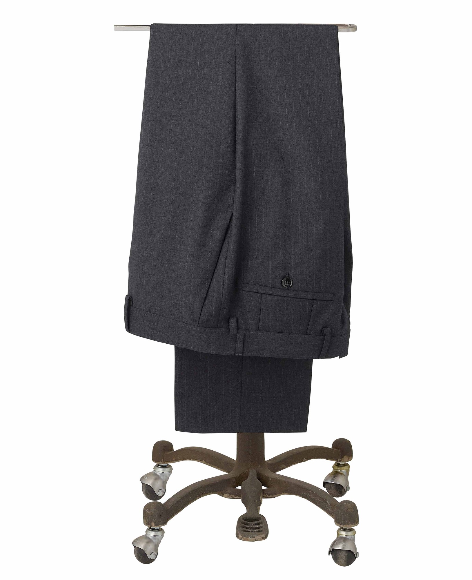 Men's Grey Wool Blend Chalk Stripe Suit Trousers - Size: 32" x 29" - Savile Row Company - image 3