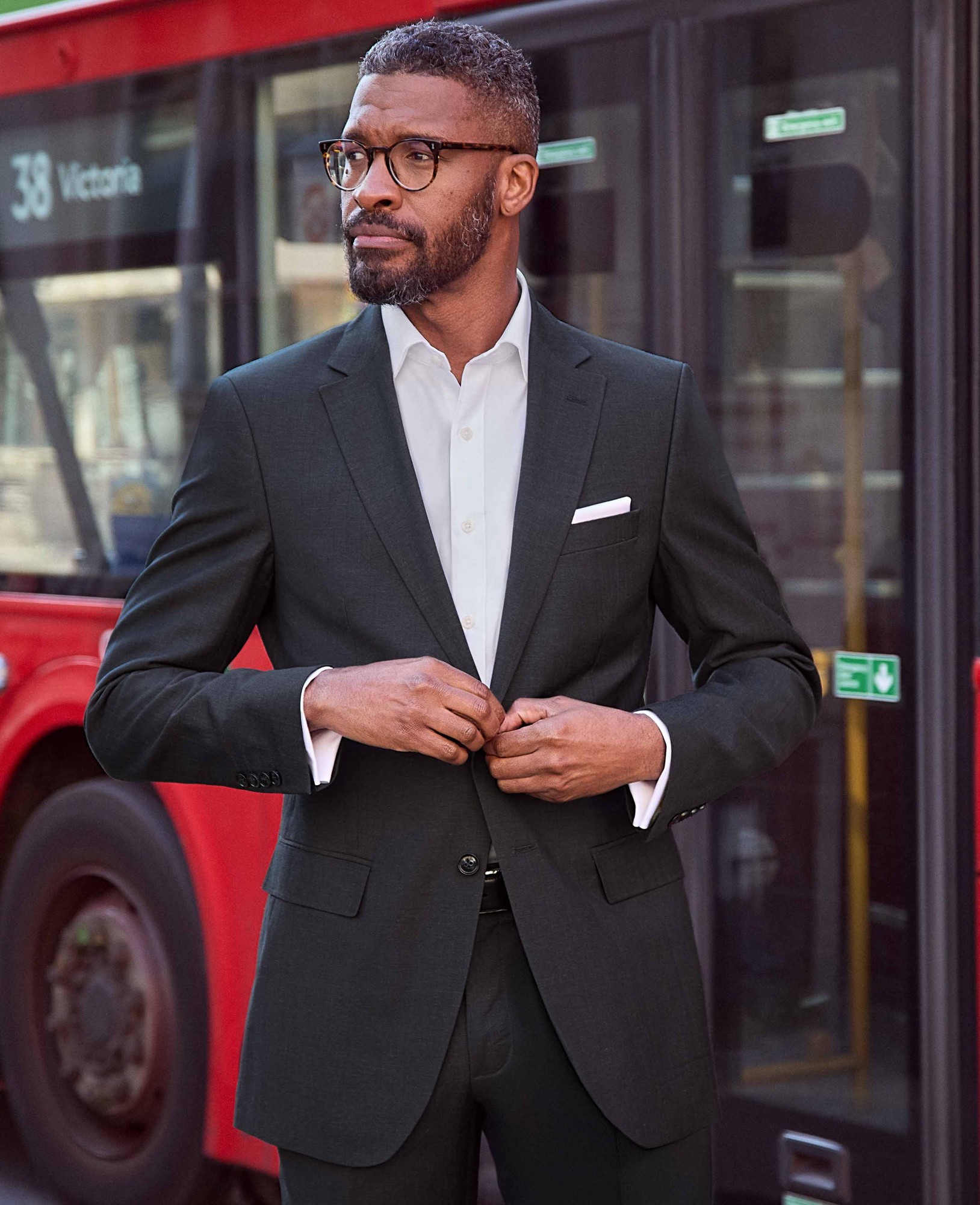 Men's Navy Wool Linen Blend Suit Jacket - Size: 46" x Short - Savile Row Company - image 2