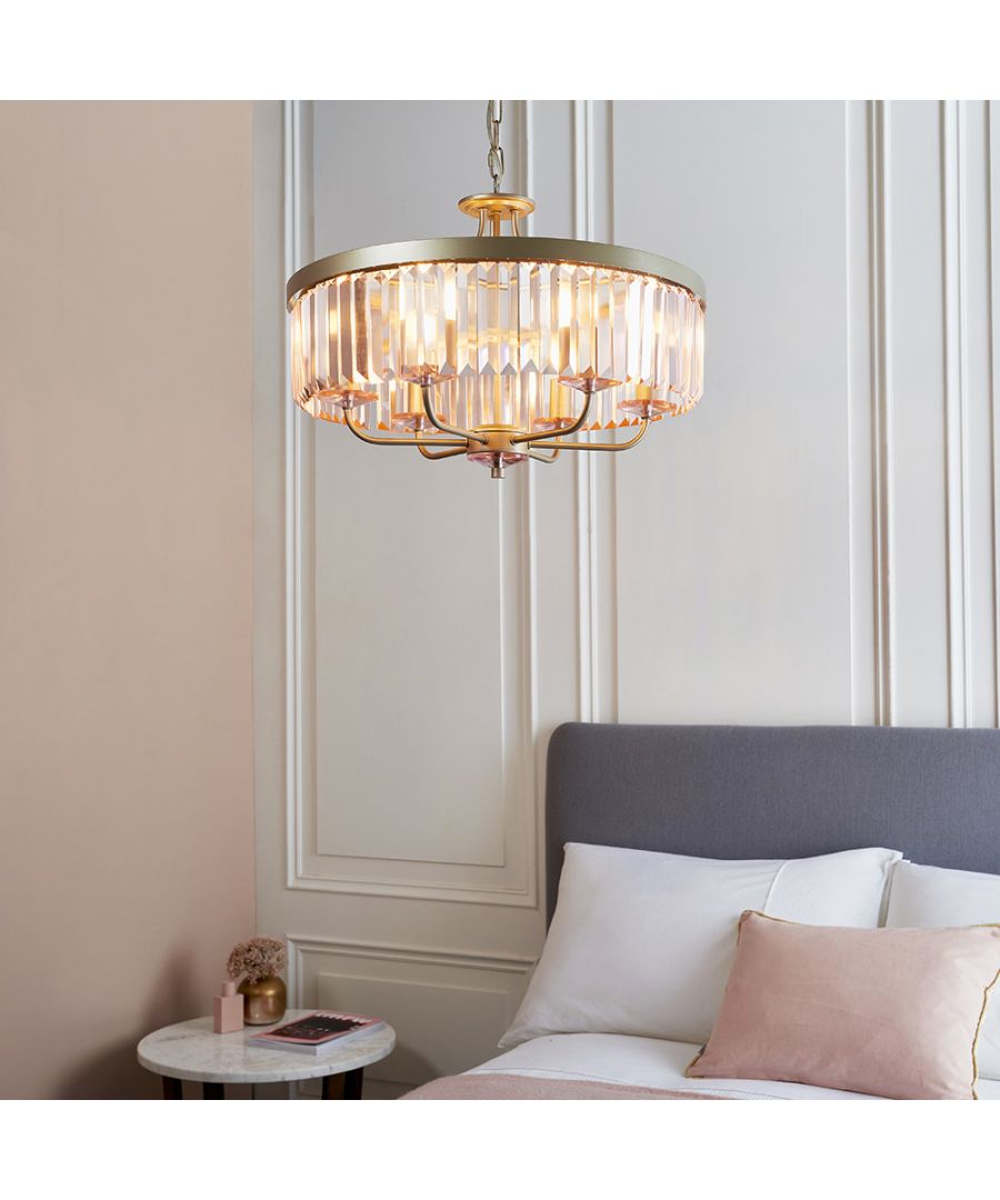 Merano Ascoli Champagne and Rose Pink Glass 6 Light Pendant Ceiling Light - image 2
