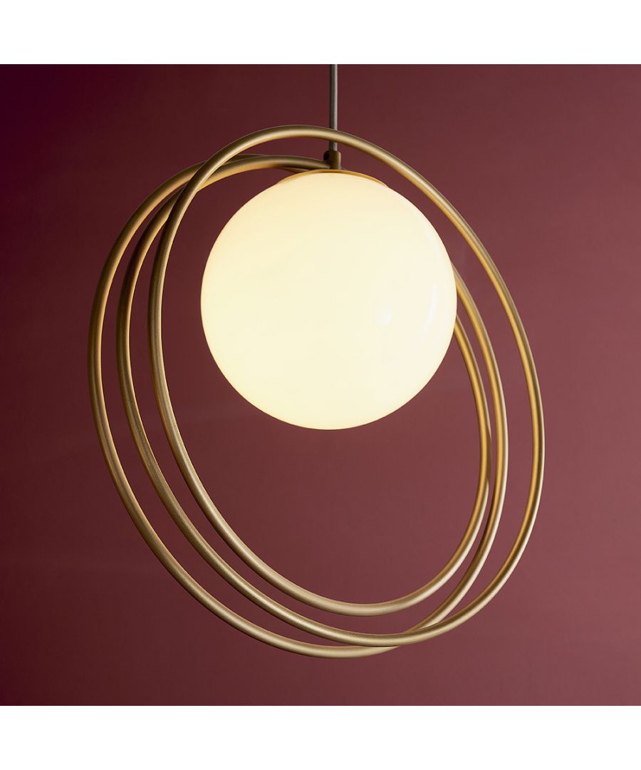 Merano Bergamo Gloss Opal Glass Shade Brushed Gold Pendant Light - image 2