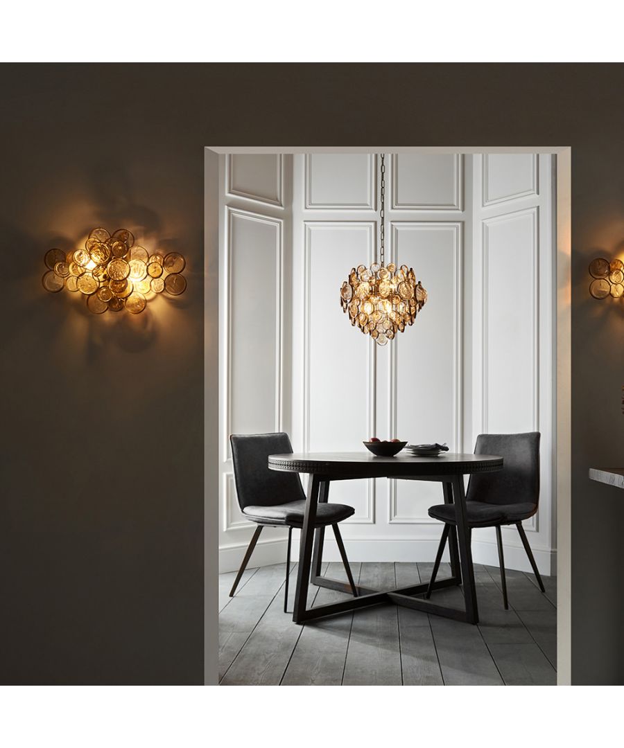 Merano Carbonia Antique Gold and Amber Glass 6 Light Pendant Ceiling Light - image 2